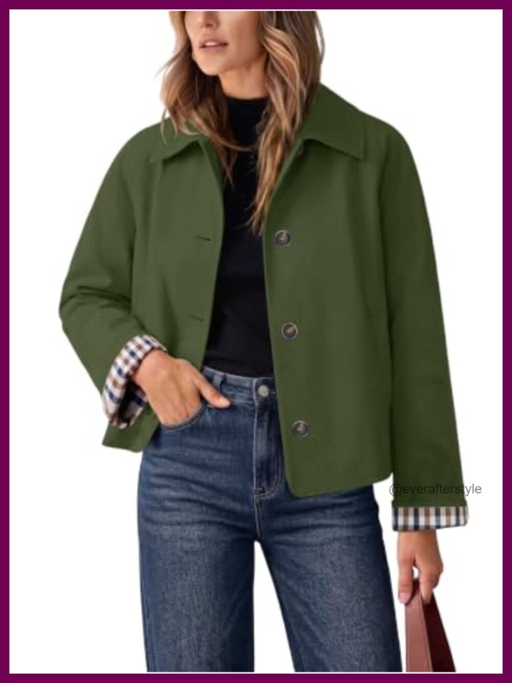 Women's Oversized Cropped Trench Coat Lightweight Button Front Casual Jacket
